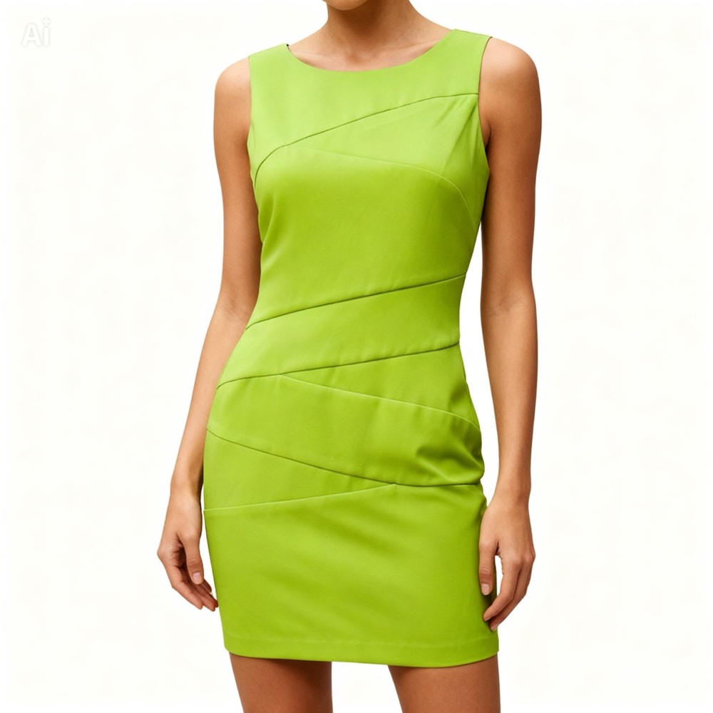 Ronni Nicole Lime Green Sheath Dress Size 14 Sleeveless Career Cocktail
